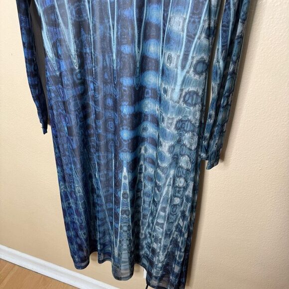 Le Galeriste Dress Women's Large Blue Abstract Fiber Design Daniela Maxi Dress - Picture 3 of 13